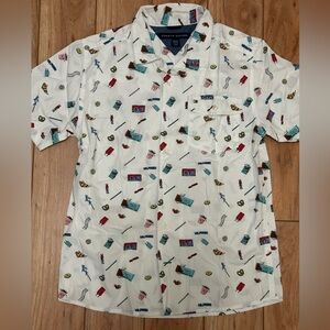 Tommy Hilfiger White Multicolor Patterned Boy's Shirt